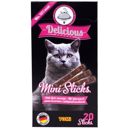 TOMi Delicious Mini Sticks Liver Sausage ТОМІ ДІЛІШЕС ПЕЧІНКОВА КОВБАСА ласощі для котів 0,04 кг