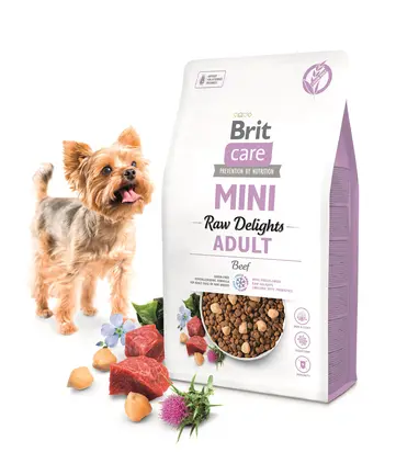 Корм сухий для собак малих порід Brit Care Mini Raw Delights Beef яловичина 2 кг: додаткове фото 2