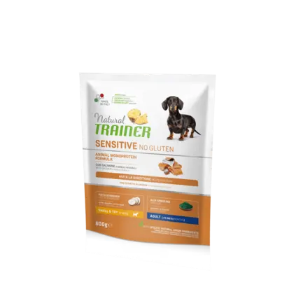 Natural Trainer Dog Sensitive Adult Mini сухий корм для дорослих собак дрібних порід без глютену з лососем 0,8 кг