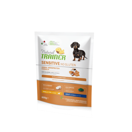 Natural Trainer Dog Sensitive Adult Mini сухий корм для дорослих собак дрібних порід без глютену з лососем 0,8 кг