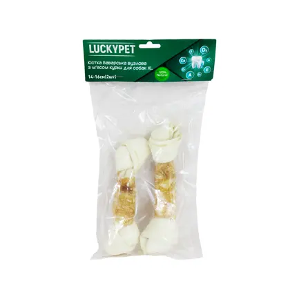 Кістка Баварська вузлова №3 XL + м'ясо курки, 14-16 см, 2шт/уп, Lucky Pet