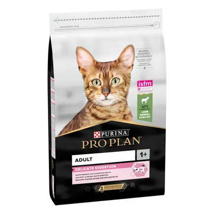 Сухий корм PRO PLAN Adult 1+ Delicate Digestion для дорослих котів з чутливим травленням та вибагливих до їжі з ягням 10 кг