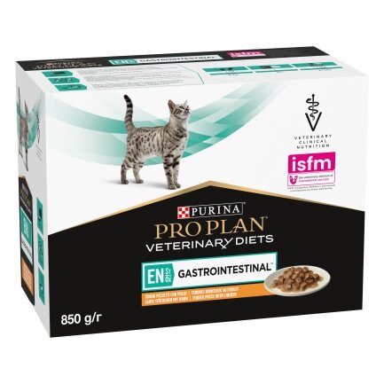 Вологий дієтичний корм PRO PLAN VETERINARY DIETS EN Gastrointestinal для кошенят та дорослих котів  для зменшення розладів кишкової абсорбції та годівлі у період відновлення, одужання з куркою 10х85 г — Фото 1