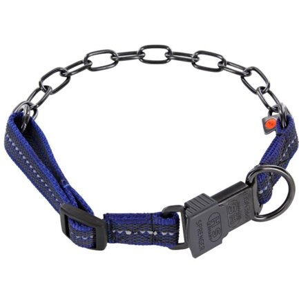 Sprenger Adjustable Collar with Assembly Chain СПРЕНГЕР РЕГУЛЬОВАНИЙ НАШИЙНИК з нейлоном для собак, середня ланка, нержавіюча сталь Синій - воронена сталь