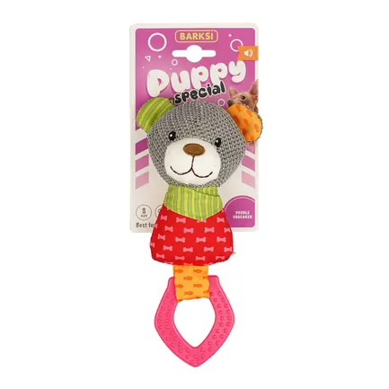Іграшка для Дрібних Собак Barksi Puppy Special Ведведик з пищалкою та гумовим кільцем 18 см -
