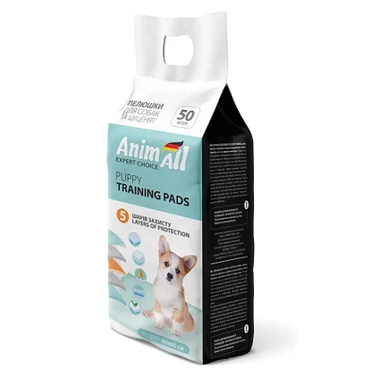 Пелюшки AnimAll Puppy Training Pads для собак і цуценят, 60 х 60 см, 50 штук