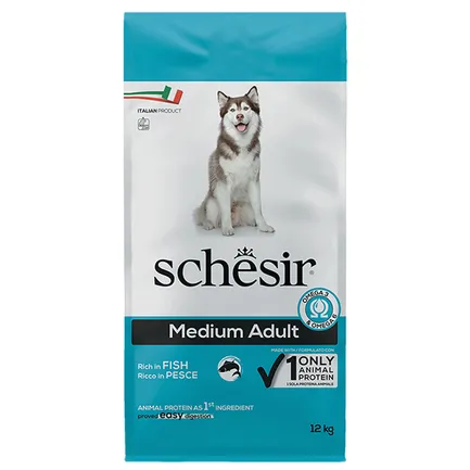 Schesir Dog Medium Adult Fish ШЕЗІР ДОРОСЛИЙ СЕРЕДНІХ РИБА сухий монопротеїновий корм для собак середніх порід 12 кг