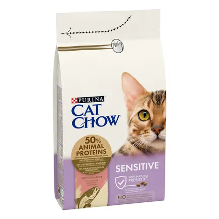 Сухий корм CAT CHOW Sensitive для дорослих котів із чутливою шкірою та травленням з лососем 1.5 кг: додаткове фото 2