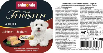 Корм вологий для собак Animonda Vom Feinsten gourme Adult with Deer + yogurt з олениною у йогурті, 150 г: додаткове фото 2