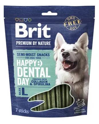 Ласощі для cобак великих порід Brit Premium Dental Snacks L з колагеном і спіруліною 250 г — Фото 1