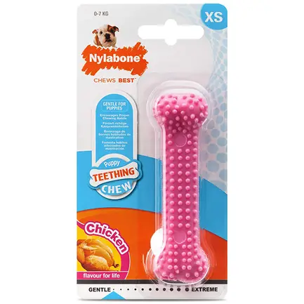 Nylabone Puppy Chew Dental Bone НІЛАБОН ДЕНТАЛ БОУН жувальна іграшка кістка для цуценят, смак курки XS, для цуценят до 7 кг