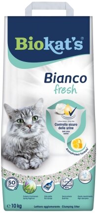 Наповнювач Biokats Bianco Fresh для котячого туалету, бентонітовий, 10 кг — Фото 2