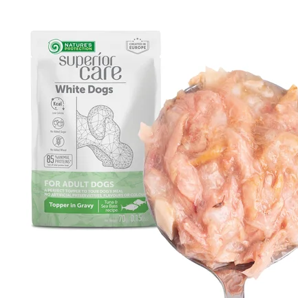 Nature's Protection Superior Care White Dogs Adult Tuna & Sea Bass Додатковий вологий корм для собак з білим забарвленням з тунцем і морським окунем, 70 г: додаткове фото 5