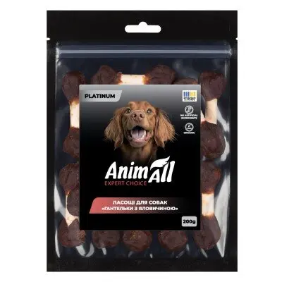 Ласощі для собак AnimAll Platinum Гантельки з яловичиною, 200 г