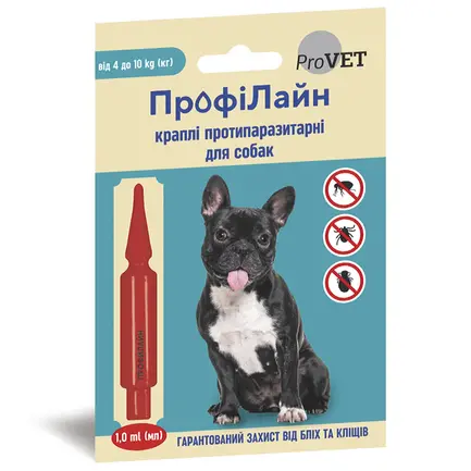 Краплі на холку ProVET «Профілайн» для собак 4-10 кг, 1 піпетка (інсектоакарицид)