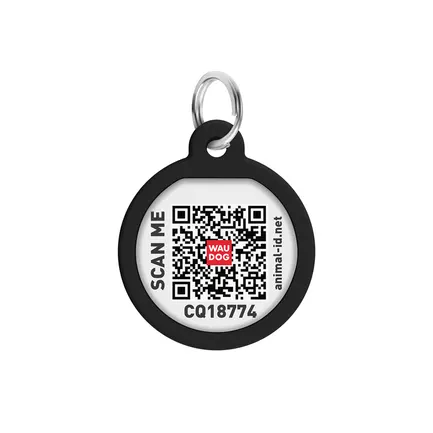 Адресник для собак і котів металевий WAUDOG Smart ID з QR паспортом, малюнок "Леопард", коло, Д 25 мм: додаткове фото 3