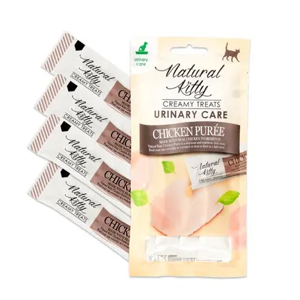 Natural Kitty Fuctional Creamy Treat Chicken Puree Urinary Care Крем-снеки для котів, куряче пюре (догляд за сечовивідними шляхами), 4х12г