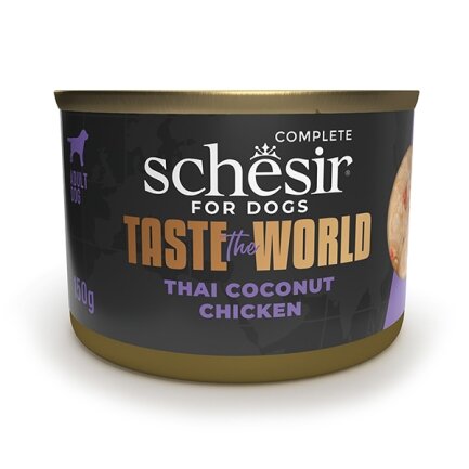 Schesir Taste the World Chicken Thai Coconut ШЕЗІР КУРКА ПО-ТАЙСЬКИ в бульйоні натуральні консерви для собак, вологий корм, банка 150г 0,15 кг