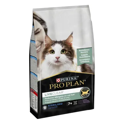 Сухий корм PRO PLAN LiveClear Sterilised Adult 7+ для котів від 7 років для зменшення алергенів на шерсті та після стерилізації з індичкою 1,4 кг: додаткове фото 2