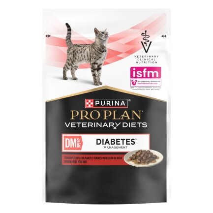 Вологий корм PRO PLAN VETERINARY DIETS DM ST/OX Diabetes Managment для дорослих котів для регулювання надходження глюкози (цукровий діабет) шматочки у підливці з яловичиною 85 г