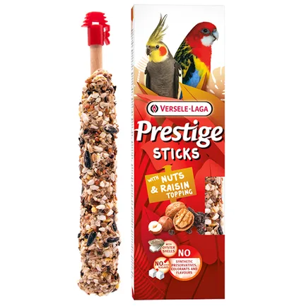 Versele-Laga Prestige Sticks Parrots Nuts & Raisin topping ВЕРСЕЛЕ-ЛАГА ПРЕСТИЖ ГОРІХИ ТА РОДЗИНКИ ласощі для середніх і великих папуг 2х70г 0,14 кг