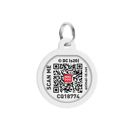 Адресник для собак та котів металічний WAUDOG Smart ID з QR паспортом, малюнок "Бетмен вінтаж", круг, Д 25 мм: додаткове фото 3