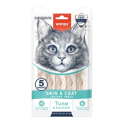 Wanpy Functional Creamy Lickable Treat Skin&Coat ВАНПІ ШКІРА Й ШЕРСТЬ функціональні рідкі ласощі для котів 0,07 кг