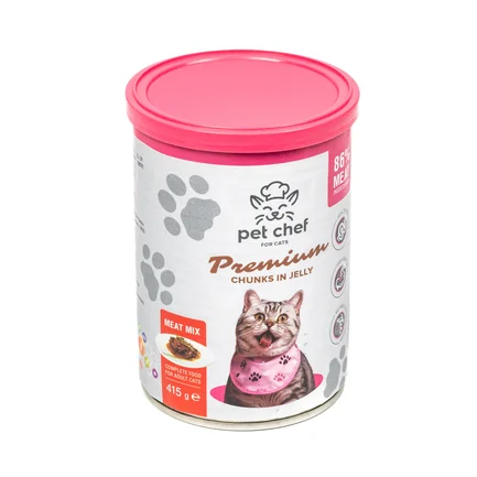 Корм вологий для дорослих котів Pet Chef, шматочки в желе М'ясний мікс 415 г: додаткове фото 5