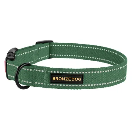 Нашийник для собак Bronzedog Сotton рефлекторний бавовняний брезент Армійський XL: додаткове фото 3