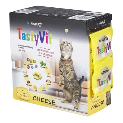 AnimAll TastyVit вітамінізовані ласощі для котів з сиром