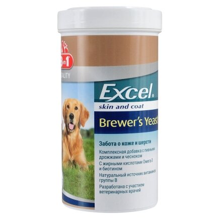 Вітаміни 8in1 Excel «Brewers Yeast» для собак та котів, пивні дріжджі з часником, 780 шт (для шкіри та шерсті)