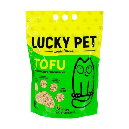 Наповнювач Lucky Pet з тофу для котячого туалету, з ароматом персика, 6 л