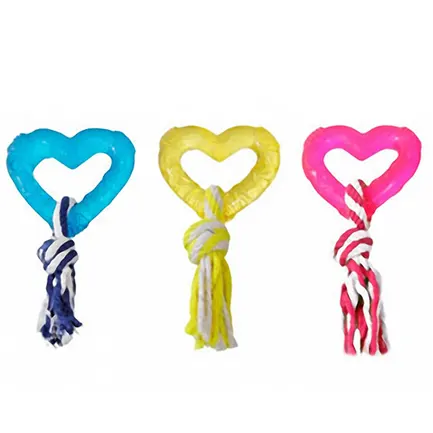 Flamingo Good4Fun Hart With Rope ФЛАМІНГО ГУД ФО ФАН СЕРЦЕ З МОТУЗКОЮ іграшка для собак, TPR-гума 8 см