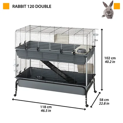 Ferplast CAGE RABBIT 120 W/STAND Клітка для кролів 2 поверхи, пластик: додаткове фото 2