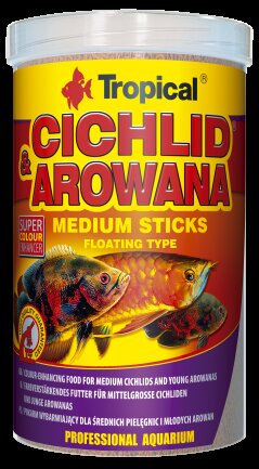 Сухий корм Tropical Cichlid &amp; Arowana Medium Sticks для м&#039;ясоїдних цихлід, 360 г (палички)