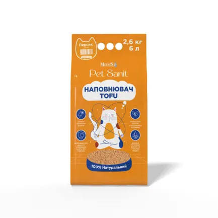 Наповнювач Tofu - персик 2,6 кг, 6 л, л, ПетСаніт (PetSanit), MODES