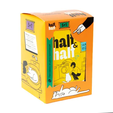 Набір вологих кормів Half&Half "5+1" для дорослих котів, шматочки з лососем у желе, паучі, 6 шт*100 г: додаткове фото 4