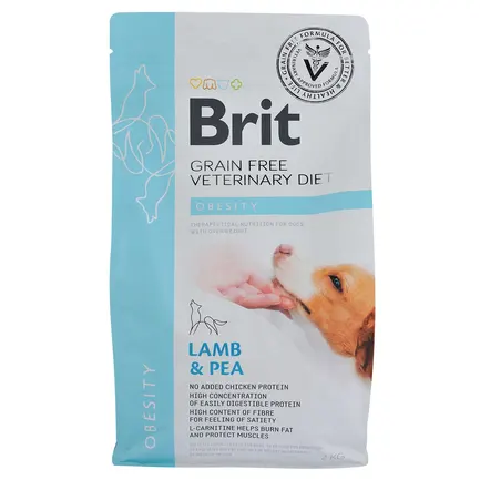 Сухий корм Brit GF VetDiet Dog Obesity для собак, корекція ваги, з ягням, індичкою та горохом, 2 кг: додаткове фото 3