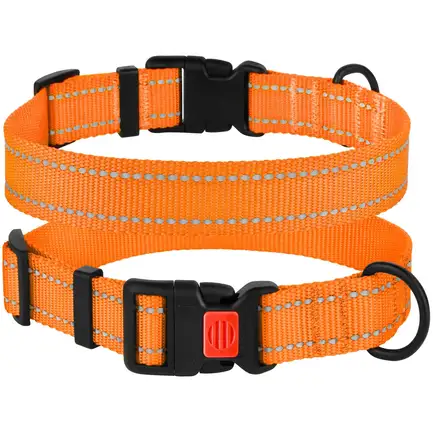 Нашийник для Собак BronzeDog Active Нейлоновий зі Світловідбиттям та Пластиковою Пряжкою Помаранчевий XL