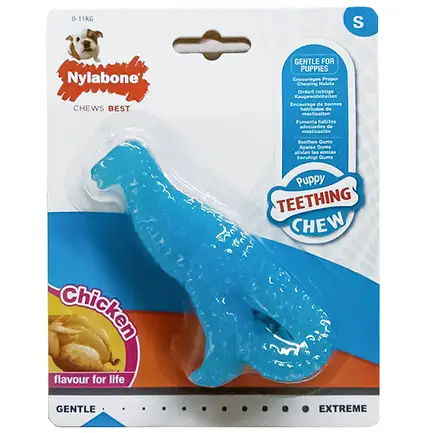 Nylabone Puppy Chew Dinosaur НІЛАБОН ДИНОЗАВР жувальна іграшка для цуценят, смак курки S, для цуценят до 11 кг