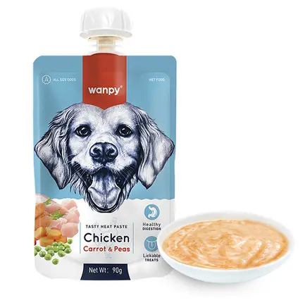Wanpy Chicken Carrot & Pea ВАНПІ КРЕМ-ПЮРЕ КУРКА З МОРКВОЮ рідкий корм для собак 0,09 кг