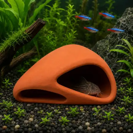 Декорація Hobby Wave Cave 1 red 12x12x5,5 см - керамічне укриття для риб і креветок в акваріумі (41657): додаткове фото 3
