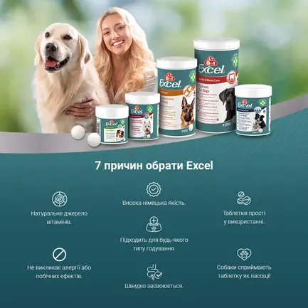 Вітаміни 8in1 Excel Brewers Yeast для собак та котів, пивні дріжджі з часником, для шкіри та шерсті, 260 шт: додаткове фото 12