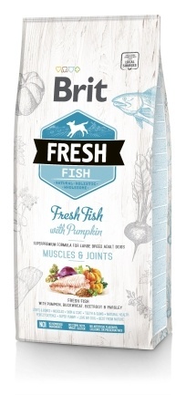 Сухий корм Brit Fresh для дорослих собак великих порід, для м&#039;язів та суглобів, з рибою та гарбузом, 12 кг