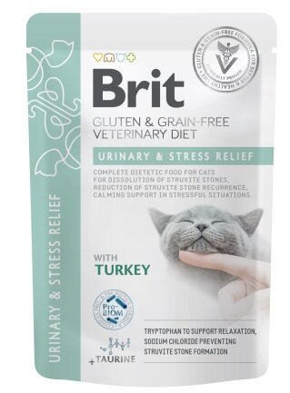 Корм вологий для котів Brit GF VetDiet Urinary and Stress Relief з індичкою, 12 x 85 г — Фото 1