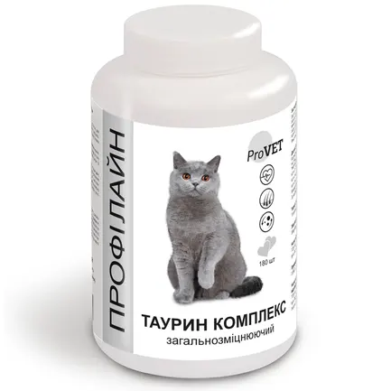 Вітамінно-мінеральний комплекс ProVET «Профілайн» Таурин для котів, загальнозміцнюючий 180 табл