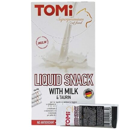 TOMi Liquid Snack Milk &amp; Taurin ТОМІ МОЛОКО З ТАУРИНОМ рідкі ласощі для котів 0,01 кг