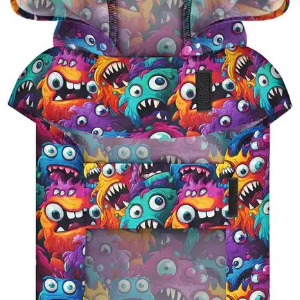 Дощовик-накидка з капюшоном для собак WAUDOG Clothes, малюнок "Зубасті монстри", L, А 48-52 см, B 60-70 см, С 42-52 см: додаткове фото 4