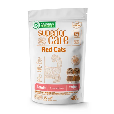 Nature's Protection Superior Care Red Cats Grain Free Herring Сухий беззерновий корм для дорослих котів із рудим і коричневим забарвленням з оселедцем, 400 г