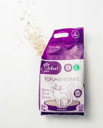 VELVET PAW TOFU Наповнювач для котячих туалетів з бентонітом, оригінальний, гранули 2 мм, 6 л/2,6 кг: додаткове фото 3